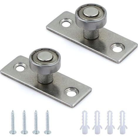 Lot de 2 ferrures de porte coulissantes en métal pour porte coulissante - Système de porte coulissante - Dispositif de recherche de fenêtre et de porte - Montage mural pour porte inférieure - A (1/4)