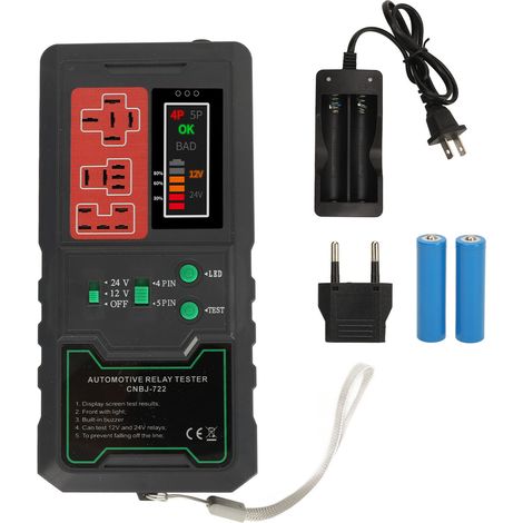 Ortviai Testeur de Relais Automobile 12 V / 24 V avec Écran LED et Lampe d'Éclairage pour Voiture et Moto (1/5)