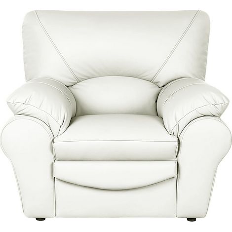 Fauteuil 1 place en 100% tout cuir italien vachette OSATIS, couleur ivoire (1/3)