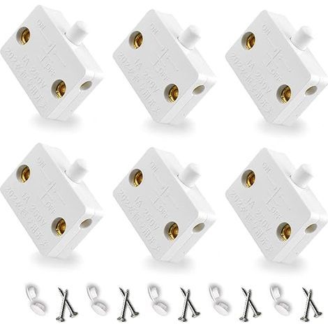 Lntyq Automatique Pour Interrupteur D'Éclairage Porte Placard Contact Momentané Interrupteurs 6Pièce Cupboard Doors Commutateur D'Armoire Blanc (1/5)