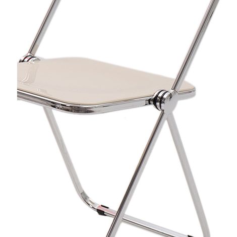 Chaise de salle à manger pliante en acrylique transparent, tabouret tendance pour Instagram, chaise photo populaire pour les magasins de vêtements et de maquillage, blanc laiteux avec pieds argentés é (1/5)
