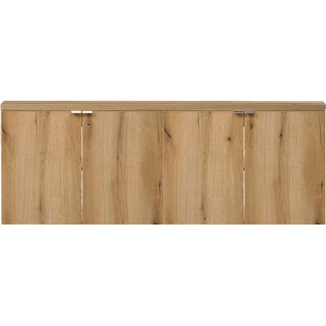 Set NEWPORT 2 Armadi Pensili Sottolavabo con Piano di Lavoro 160x60x40 Effetto Rovere [en.casa]