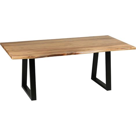 BOWNA - Table 200cm en Acacia Massif et Métal Noir