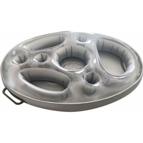 Plateau Flottant Porte-Boissons - PVC Gonflable - Pour Piscine Plage Spa Extérieur - Capacité Grande - Argent - 1 Pièce (1/5)