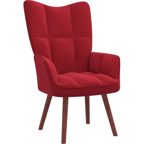 Chaise de relaxation Fauteuil relax - Rouge bordeaux Velours BonneVie-19123 (1/5)