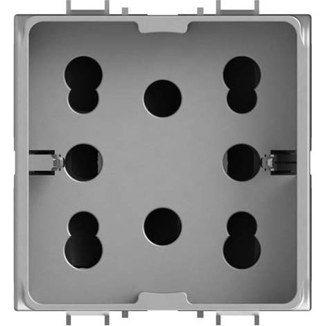 4Box 4B.G14.H21 Presa Multistandard 1 Schuko o 2 Bipasso Compatibile con Gewiss Chorus, 250 V, Argento (1/2)