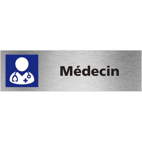 Pictogramme Medecin (Q0472).- Adhésif aspect aluminium brossé - (1/5)