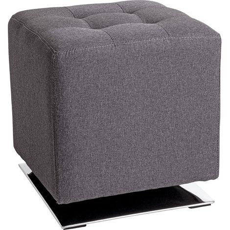 Pouf Capitonné Carré "Beto" 43cm Anthracite (1/4)