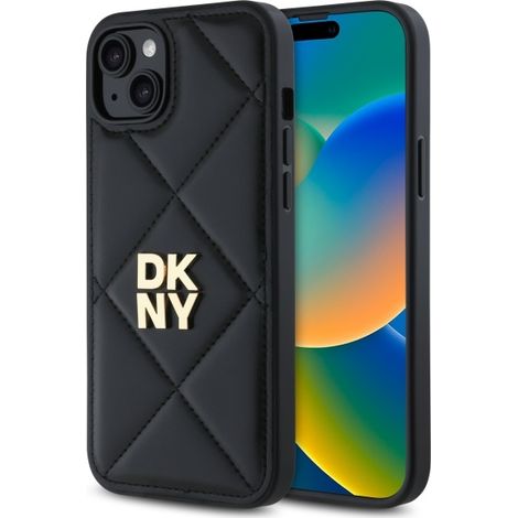 DKNY DKHCP15MPQDSLK iPhone 15 Plus 6.7" nero/nero con logo Stack trapuntato (1/5)