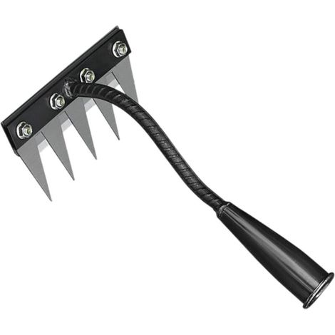 5 dents acier au carbone jardin d'herbe à mauvaise herbe rake outil d'herbe à mauvaise herbe lourd pour le jardinage de paille et le relâchement de la pelouse (1/4)