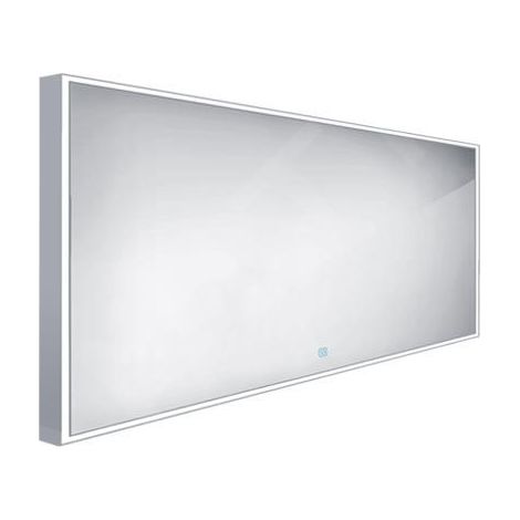 Nimco Miroirs - Miroir dans un cadre avec éclairage LED, 1400x700 mm, capteur tactile, aluminium ZP 13008V (1/5)