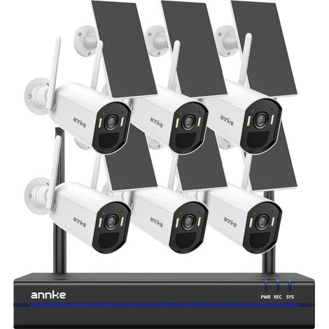 Sistema de cámara solar inalámbrica, resolución de 4MP, capacidad de visión nocturna, sistema de 6 cámaras de 16 canales, No (1/2)