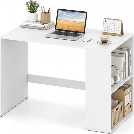 COSTWAY Scrivania Tavolo Postazione Lavoro Desk Scrittoio Computer Libreria Ripiani Scaffali Laterali Aperti Libri Ufficio Pc Salvaspazio Elegante Moderno Leg (1/5)