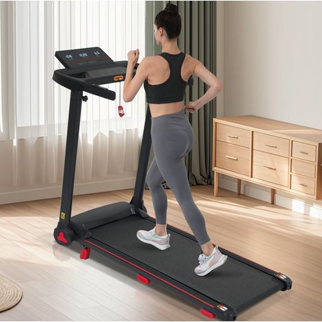 Tapis de course pliable inclinable 3,0 PS, 1-14 km/h, capteurs cardiaques, noir DESVIAE (1/5)