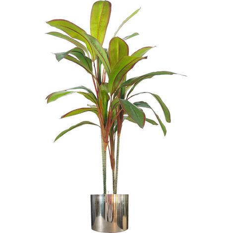 100cm Artificial Potted Dracaena Tropical Plant with Silver Metal Plater (1/4)