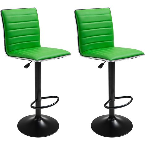 Juego de 2 taburetes de bar NEW YORK VERDES - Carga m�xima: 120 kg - PU sint�tico - Base de metal - Altura ajustable 100-120 cm (1/3)