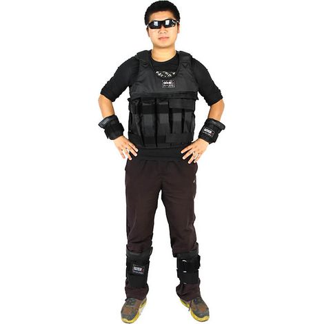 Charge maximale 50 kg, gilet lesté réglable, veste de poids, gilet d'entraînement de boxe, vêtements de sable invisibles (vide) (1/5)