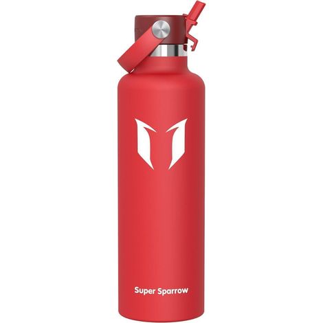 Trinkflasche Edelstahl 500ml Strohhalm BPAFrei Outdoor 1000 ml C- Lava (1/5)