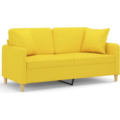 Maison Exclusive - Divano a 2 Posti con Cuscini Giallo Chiaro 140 cm in Tessuto (1/5)