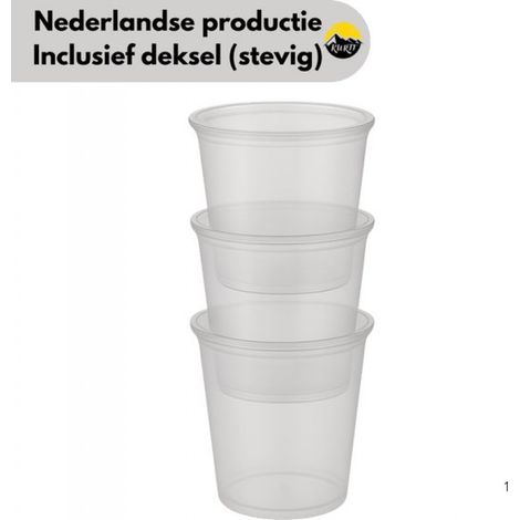 50er-Packung stabile Kunststoff-Aufbewahrungsbehälter mit Deckel – Runde Behälter für die Zubereitung von Mahlzeiten – Gefrierbehälter / 1000 ml, 115 x 138 mm – Mikrowellen- und spülmaschinengeeignet (1/5)