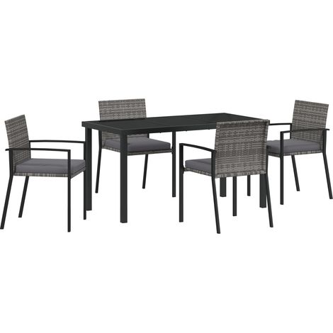 Garten Essgruppe 5 pcs Grau Poly Rattan vidaXL (1/5)