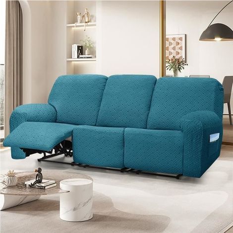 Bezug für 3-Sitzer-Relaxsofa, Sofabezüge, Chaiselongue-Bezug, Pfauenblau (1/4)