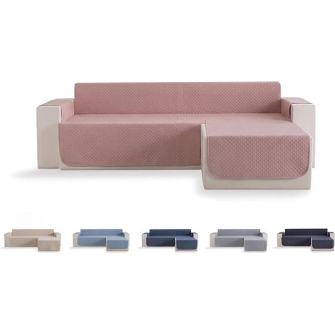 Housse de canapé matelassée à Losanges, Respirante, Facile à Nettoyer (Rose, méridienne Droite 200 cm) (1/5)
