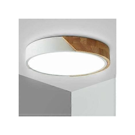Plafonnier LED 24W Plafonnier en Bois avec Télécommande Dimmable Luminosit Moderne Mince Rond Salle de Bains Luminaire pour Maison Bureau Chambre Salon