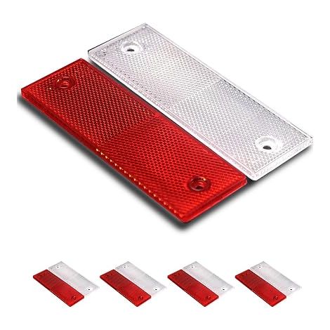 10 Pieces Truck Reflectors, Rectangular Reflector Screw, Reflectors for Trailers and Trucks, Universal Plastic Red/White Reflector Marker for Trailer (2 Colours) (1/5)