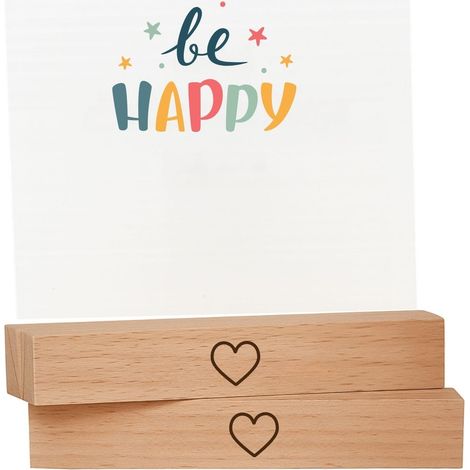Lot de 2 porte-cartes avec gravure en forme de cœur en noir - Support pour cartes, photos, cartes postales - Cadeau - Barre photo - Support pour cartes de table (1/5)