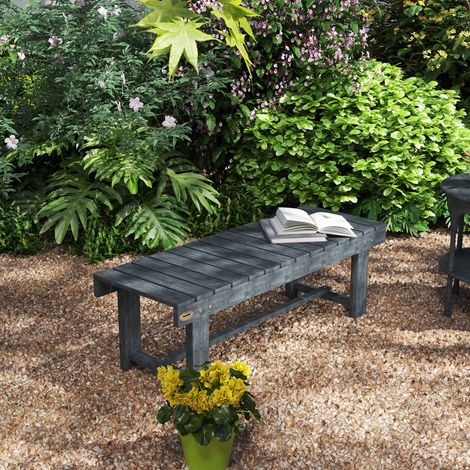 Banco de jardín impermeable de 2 plazas en madera de abeto, 110x38x35 cm, gris. (1/5)