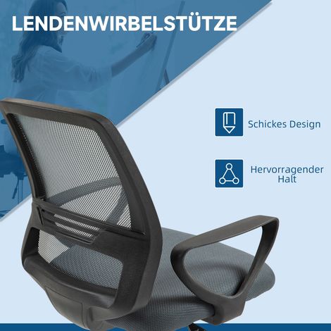 Chaise de bureau ergonomique avec accoudoirs, repose-pieds réglable, dossier en filet gris (1/4)