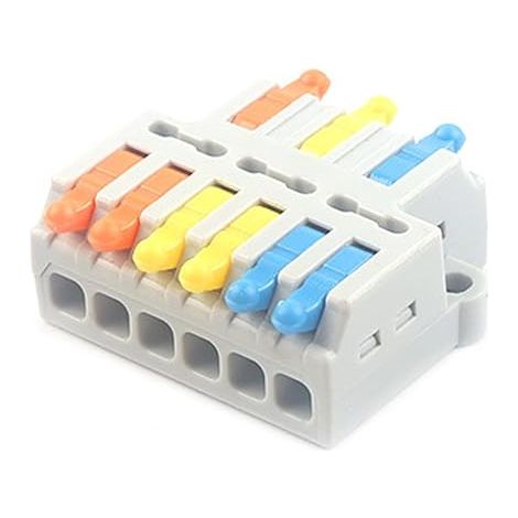 Electrical Connector 3 Input 6 Outputs, Conductor Wires Connectors, 0.08-2.5(4.0) mm², 250V, 32A, with Control Lever (1/3)