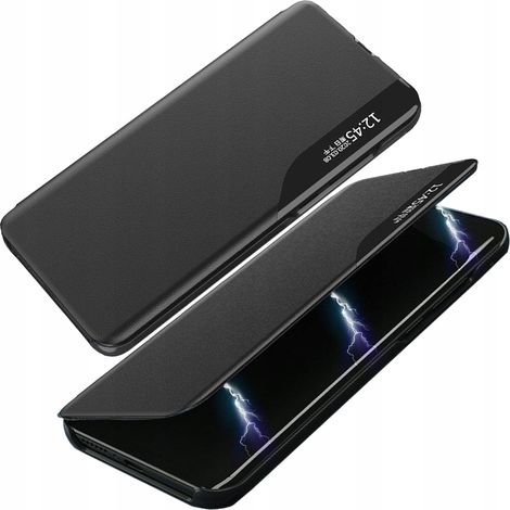 Funda elegante tipo libro de piel ecológica con función de soporte para iPhone 13 Pro Max, color negro. (1/5)