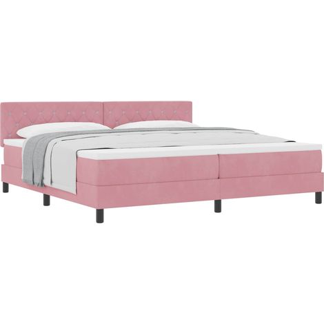 Maison Exclusive - Letto a molle con materasso Rosa 200 x 200 cm Velluto (1/5)