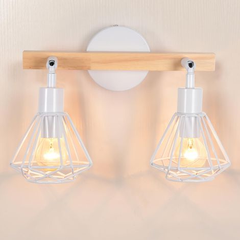 2 Applique Murale, Design Industriel, Métal Et Bois, Angle Réglable, E14, Pour Salon Chambre (1/5)