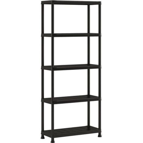Etagère De Rangement - 75 X 32 X 176 Cm - 5 Tablettes Réglables - Charge Max 25 Kg/Plateau - Noir (1/3)