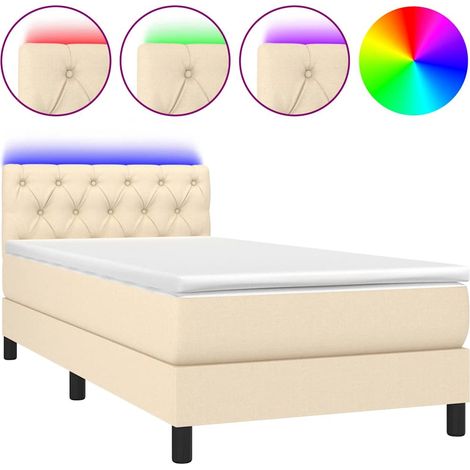 Maison Exclusive - Cama box spring colchón y luces LED tela crema (1/5)