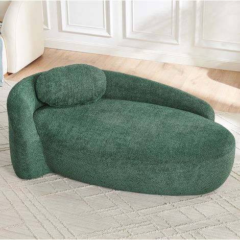 Canapé individuel teddy vert avec coussin, design arrondi et mousse rembourrée (1/5)