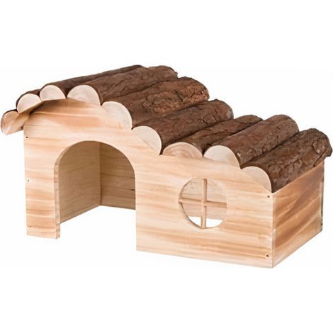 29×18×18cm: Natürlich lebendes Hanna Spielhaus aus geflammtem/natürlichem Holz