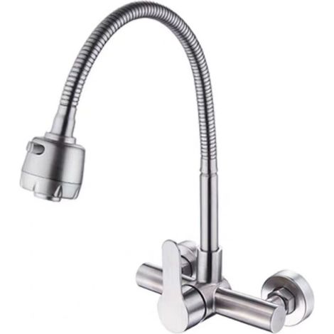 Bardusch - mitigeur Mural Cuisine,Matériau En Acier Inoxydable 304 De Qualité Alimentaire,Rotatif à 360 ° Robinet Mural De Cuisine Des Trous De Montage 6.3CM-24CM