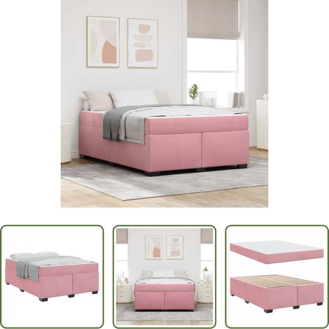 Lits modernes - Cadre de lit avec matelas Rose 140 x 200 cm tissu (1/5)