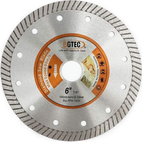 Super Thin Turbo Diamond Disc - 150mm Circular Saw Blade Bore Diameter 22.23mm For Cutting Ceramic/Tile, Granite and Hard Materials (1/5)
