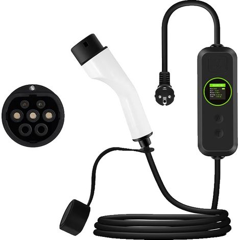 Cable de carga para vehículos eléctricos, 5 m de longitud, grado de protección IPX5, enchufe europeo. (1/2)