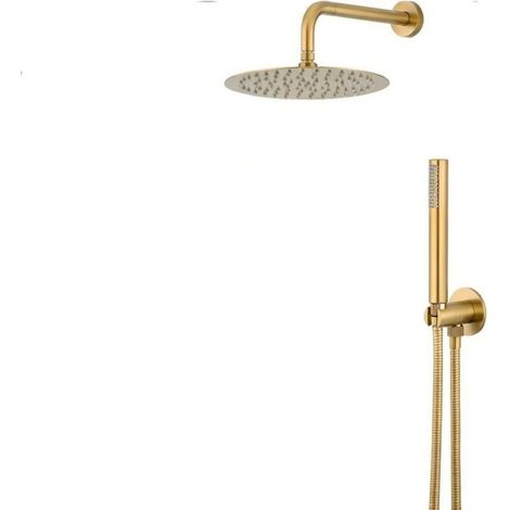 Kit doccia tondo acciaio inox Vema WELLNESS STEEL V08135 - Oro Spazzolato (1/3)