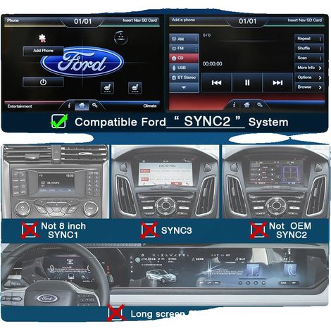 Carplay sans fil Android Auto, Intégration transparente des smartphones, Qualité audio premium, Pour Ford Sync2 (1/2)