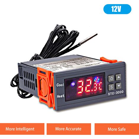 Contrôleur de température numérique STC-3000, affichage °C/°F, relais de chauffage/refroidissement, sonde NTC, thermostat pour congélateur/réfrigérateur/éclosoir (1/2)