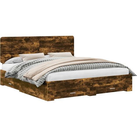 Maison Exclusive - Bettrahmen Geräucherte Eiche 200 x 200 cm Holz