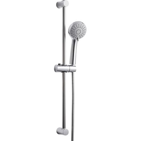 Colonne de Douche sans Mitigeur Barre de Douche en Acier Inoxydable de 70 cm avec Flexible de 1.5 m Pommeau de Douche (3 Modes) et Support pour Salle de Bain Chrome (1/5)