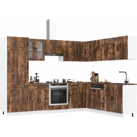 14 Piece Kitchen Cabinet Set Porto Smoked Oak Engineered Wood vidaXL